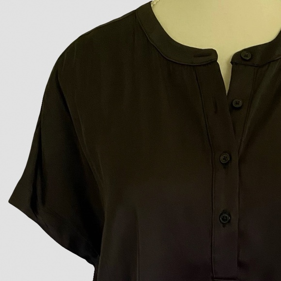 Old Navy Black Satin Short Sleeve Dolman Popover Blouse Top-Sz-M - Picture 2 of 12